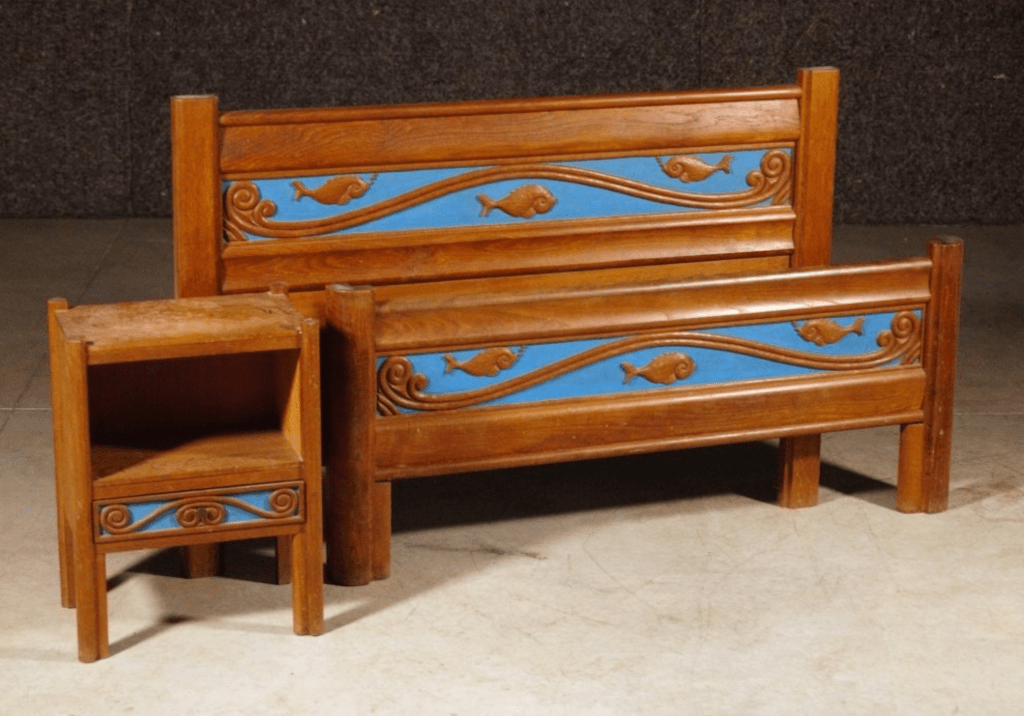 Bed and bedside table by Joseph Savina VNTG